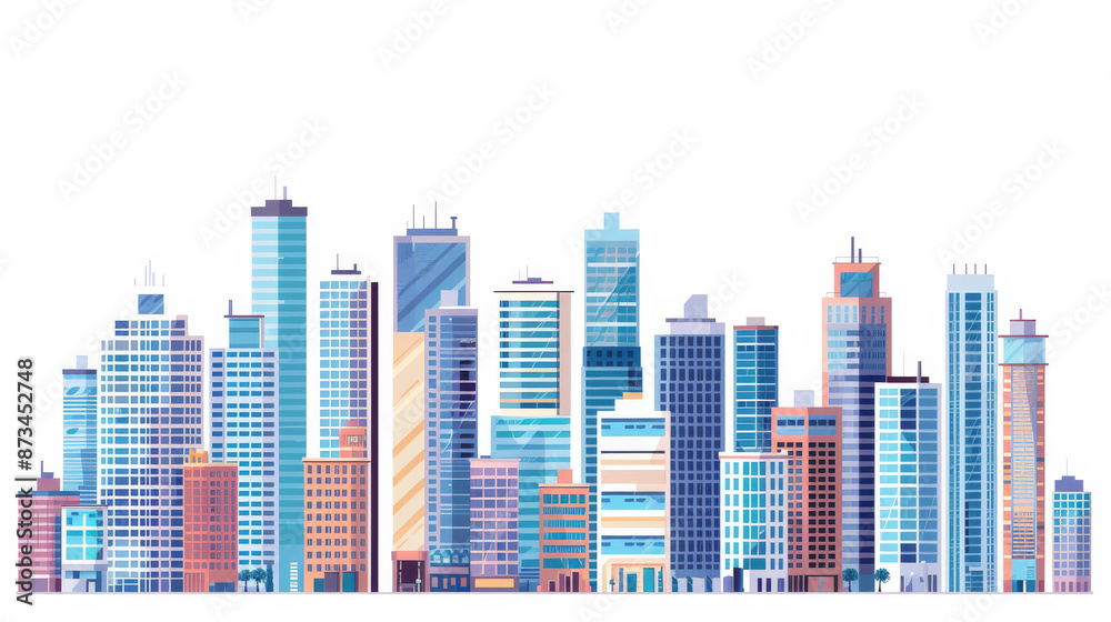City skyline with tall buildings. Set of icons that represent buildings, apartments, and skyscrapers. Logos for architecture. City skyline with tall buildings. Set of icons that represent buildings, apartments, and skyscrapers. Logos for architecture.