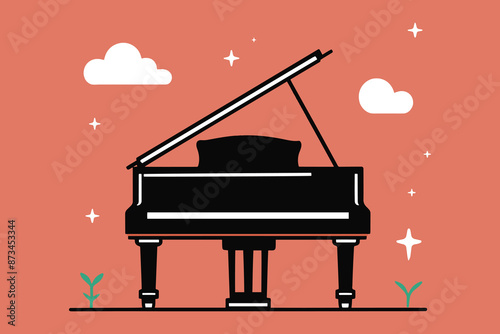 Piano musical instrument isolated icon vector illustration - Generative AI
