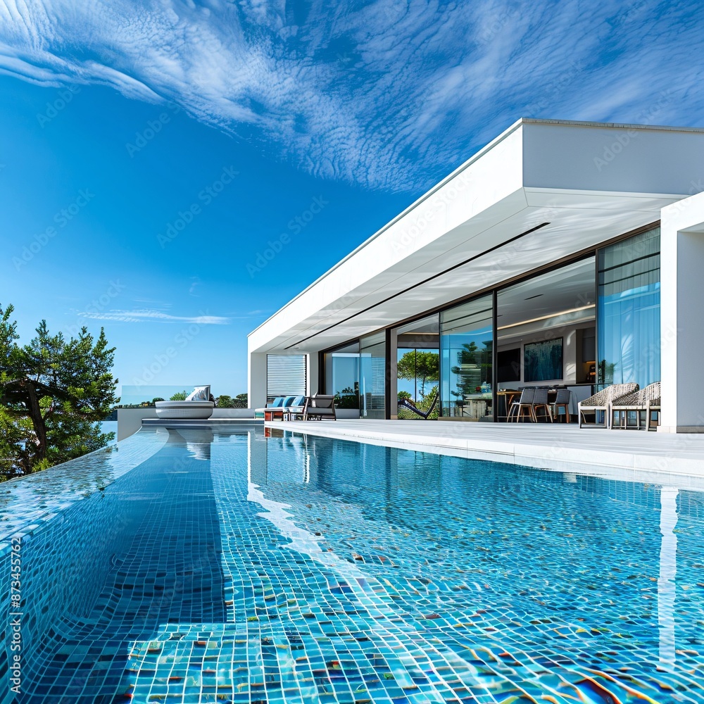 Obraz premium Mansion with the pool.