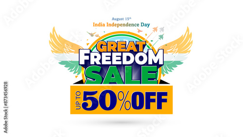 Independence day of India Great Freedom Sale 50% off concept.