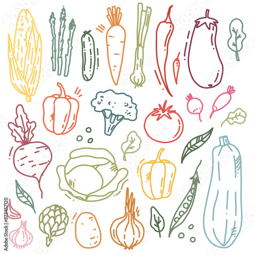 cute vector set of colorful vegetable