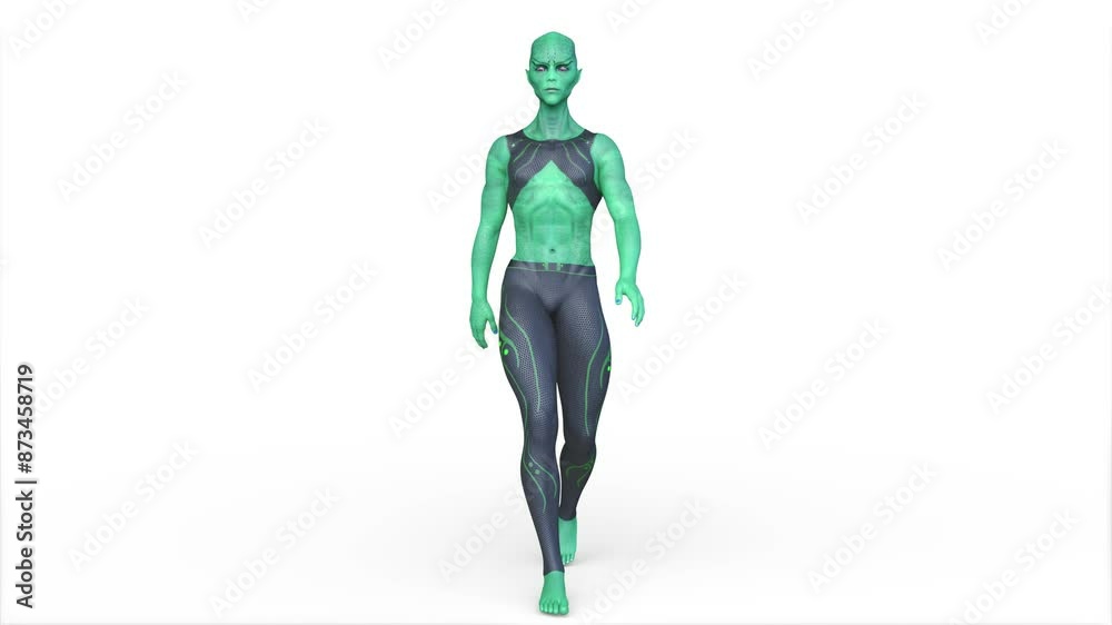 歩くエイリアン 3DCGレンダリング 歩くエイリアン 3DCGレンダリング