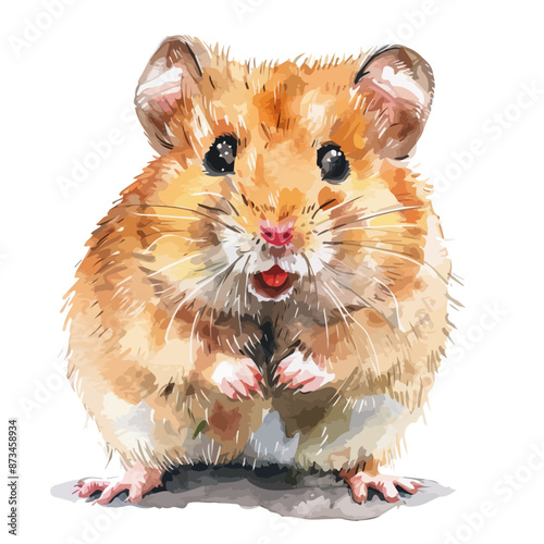 Watercolor drawing of a hamster, isolated on a white background, Illustration painting, hamster vector, drawing, design art, clipart image, Graphic logo