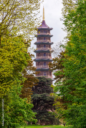 Pagoda in Kew botanical gardens, London, UK photo