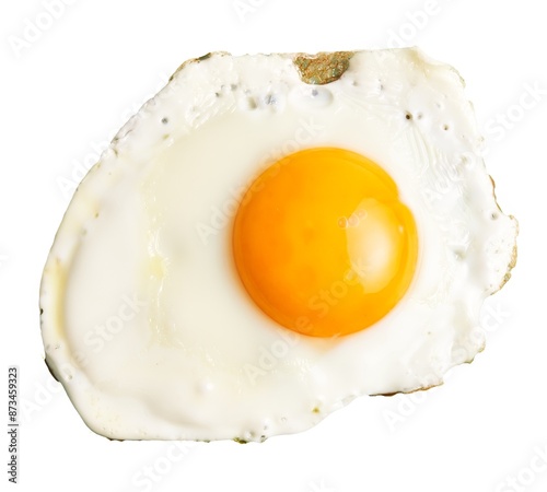 Slika na platnu A close-up of a freshly cooked, sunny side up egg with a vibrant yolk isolated on a white background