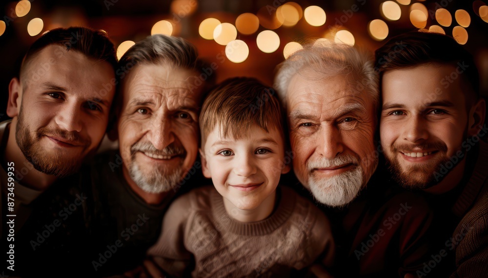 Multigenerational family portrait in a cozy living room Multigenerational family portrait in a cozy living room