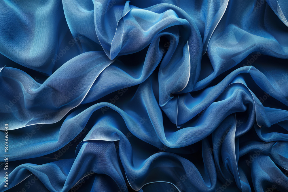 Fototapeta premium Background of flowing dark blue textiles with space for text or inscriptions 