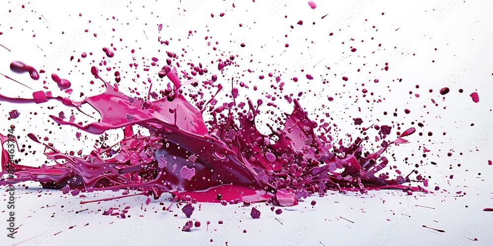 An artistic burst of ruby paint splatters in diverse shades spreads across a white surface, illustrating the beauty of chaos with each splatter uniquely detailed and vibrant. An artistic burst of ruby paint splatters in diverse shades spreads across a white surface, illustrating the beauty of chaos with each splatter uniquely detailed and vibrant.