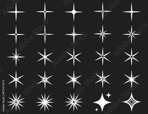 Stars. A set of editable icons. The radiance of stars or fireworks. Vector icon.Flat design.