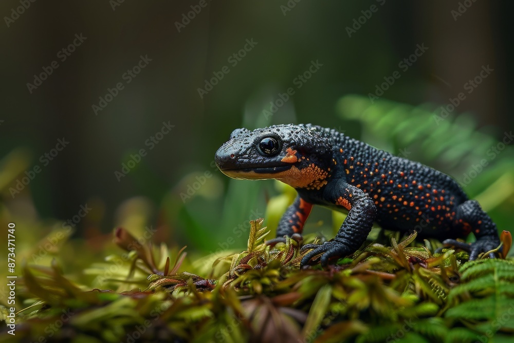 Obraz premium Alpine Newt, Macro,Left side view