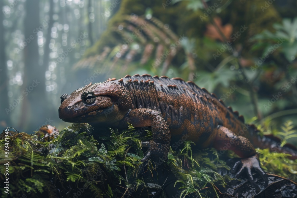 Chinese Giant Salamander, Macro,Left side view Chinese Giant Salamander, Macro,Left side view