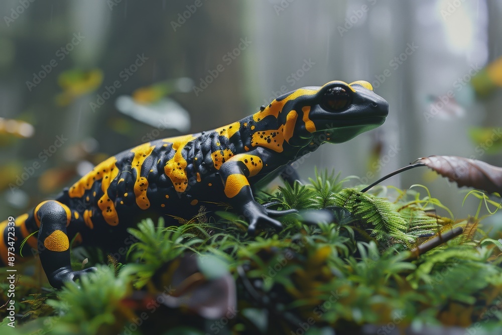 Fire Salamander, Macro,Left side view Fire Salamander, Macro,Left side view