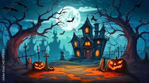 Spooky Halloween Dark Scene Background HD