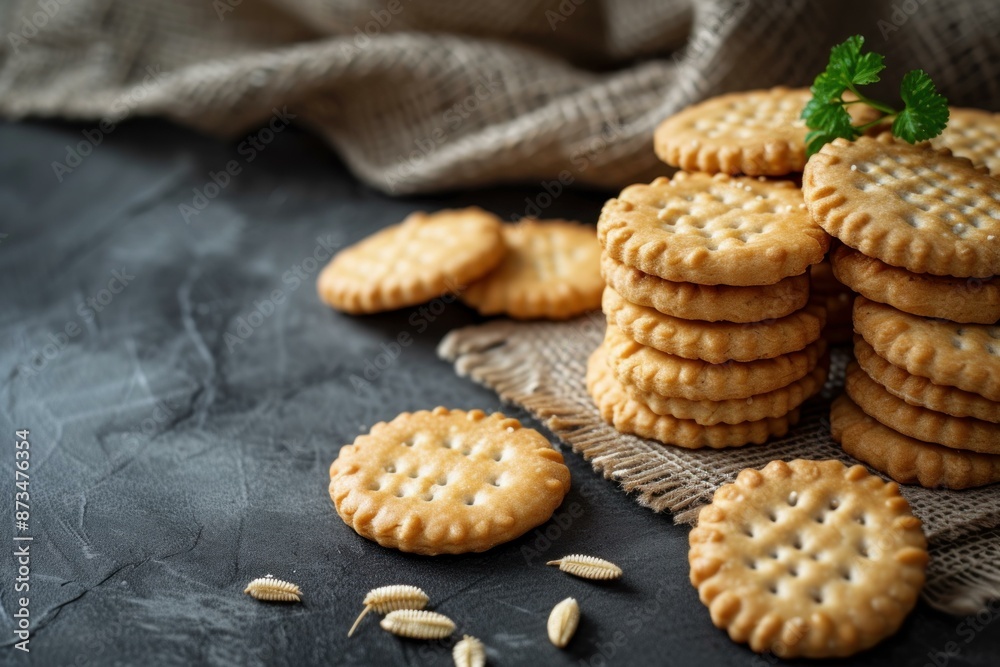 Golden Biscuit mockup background. Sale banner. Generate Ai Golden Biscuit mockup background. Sale banner. Generate Ai