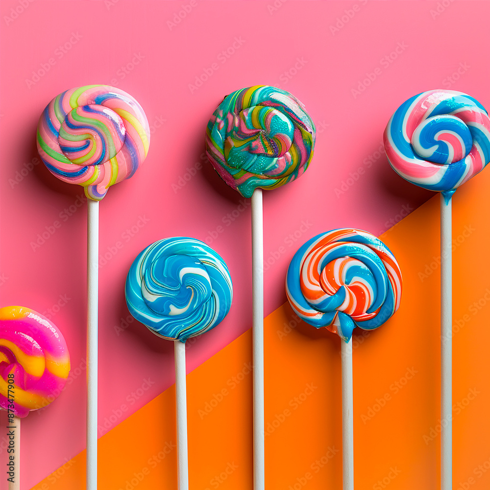 Fotografia de unas piruletas de diferentes colores Fotografia de unas piruletas de diferentes colores