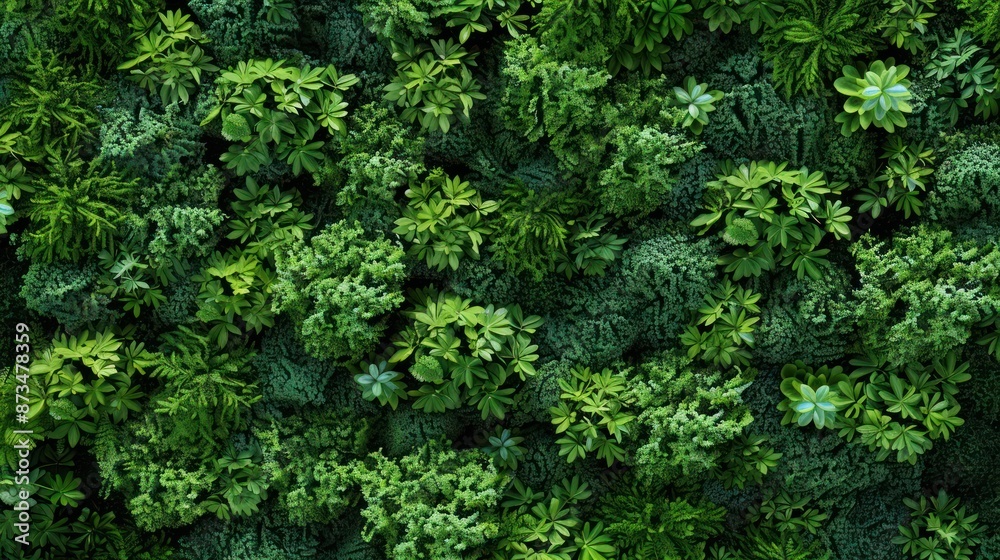 A Lush Green Wall of Various Plants A Lush Green Wall of Various Plants