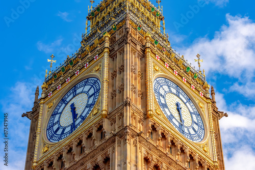 Big Ben clock of Elizabeth tower, London, UK photo