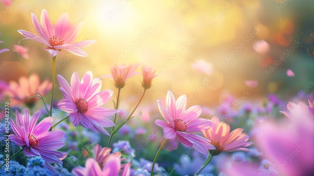 Spring summer background with bright beautiful flowers Spring summer background with bright beautiful flowers