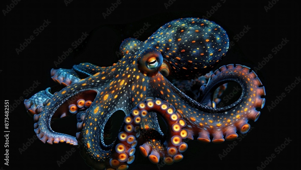 Speckled Octopus in a Dark Underwater World Speckled Octopus in a Dark Underwater World