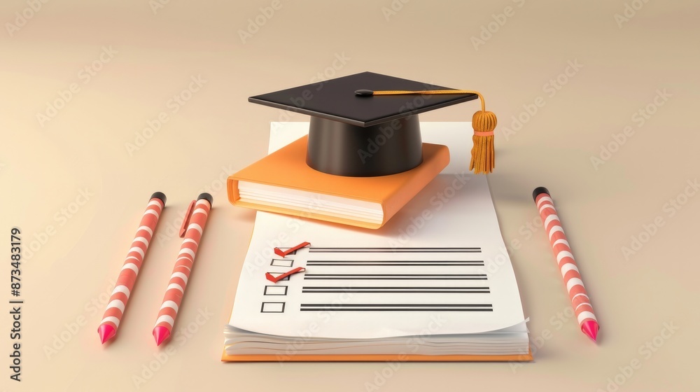 Concept of testing with checkmark answers on a questionnaire and a ...