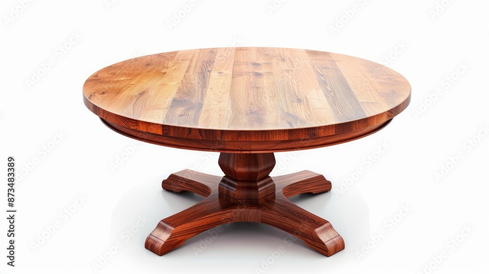 Simple wooden round table on a white background.
Simple wooden round table on a white background.