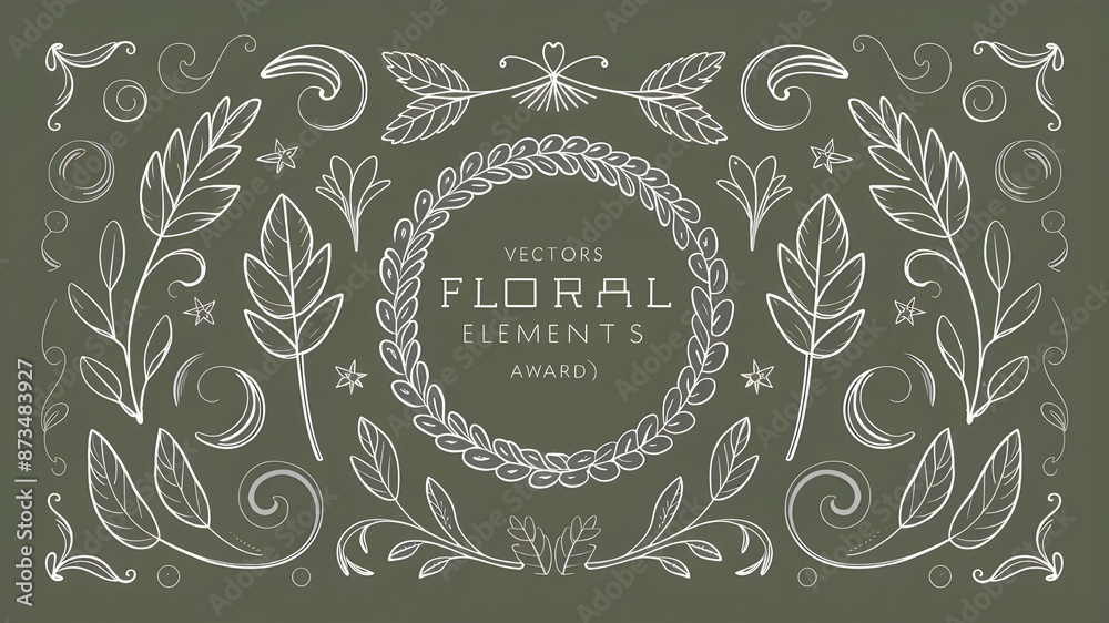Set of continuous line drawings used to create frames, labels and floral design elements. Hand-drawn vector decorative elements of laurel leaves. Swirls, leaves, elaborate, prize, symbol. Set of continuous line drawings used to create frames, labels and floral design elements. Hand-drawn vector decorative elements of laurel leaves. Swirls, leaves, elaborate, prize, symbol.