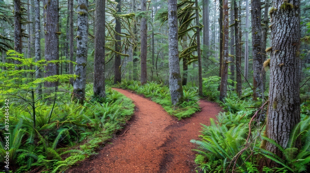 Fototapeta premium Winding Path Through a Verdant Forest