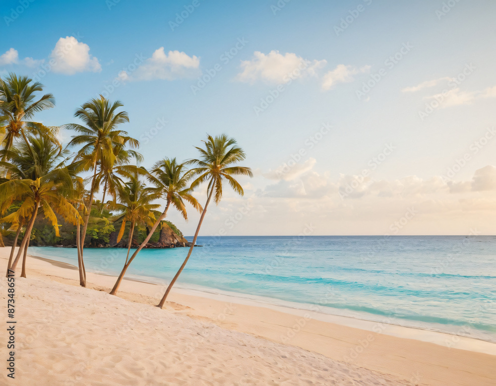 Fototapeta premium beautiful and quiet beach, summer, tranquility, vacations, relaxation, for text