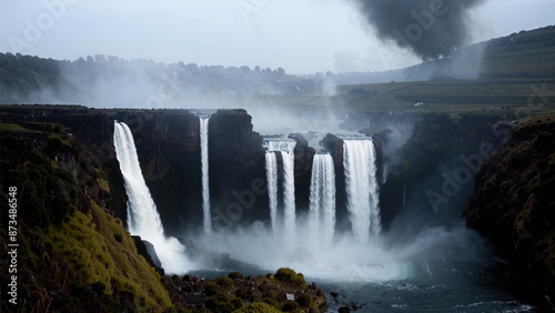 a large waterfall with a lot of water coming out of it