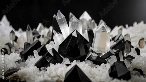 arafed image of a cluster of crystals on a bed of white crystals