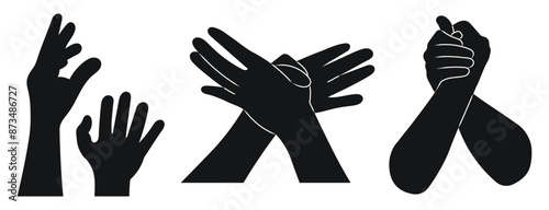 Different hand gestures set. Signs expressed by adults and children
