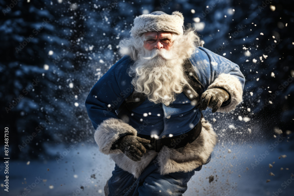 Santa Claus with Huge Bag, Delivering Christmas Gifts, Isolated on White Background Santa Claus with Huge Bag, Delivering Christmas Gifts, Isolated on White Background