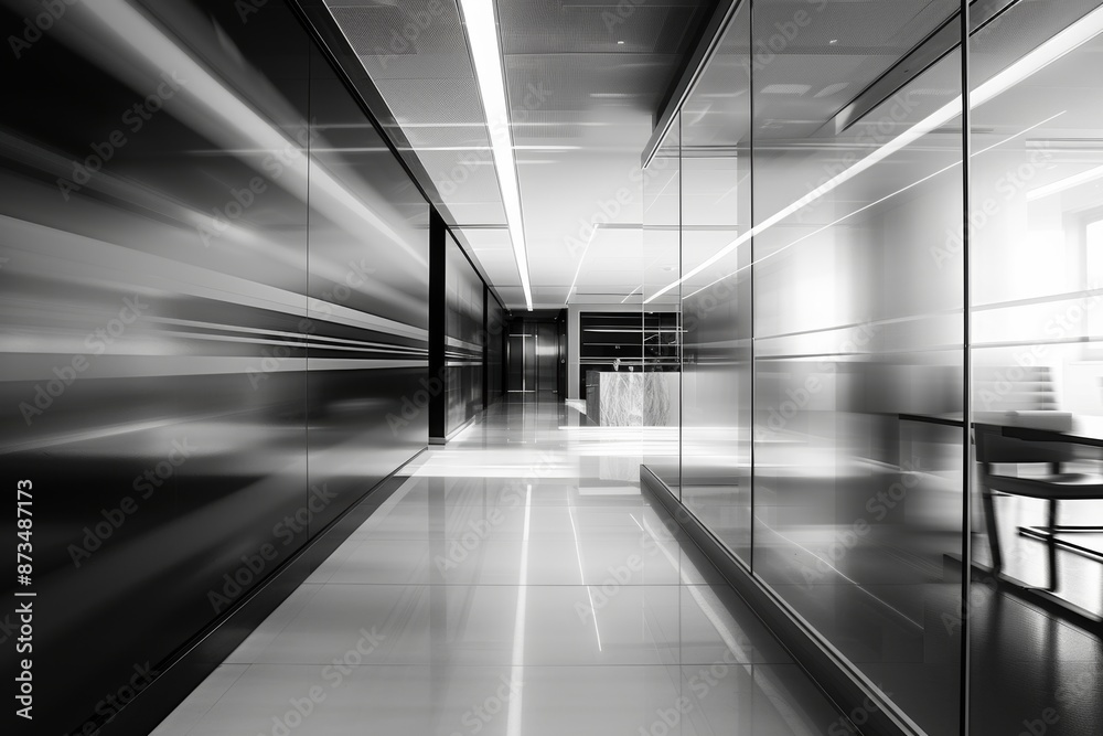Modern interior of office building,. Black and white Modern interior of office building,. Black and white