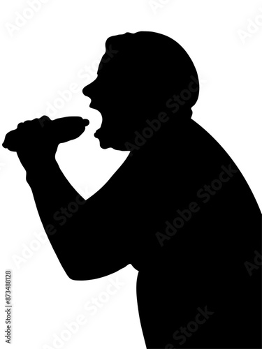 Wonman Silhouette Stubby European Taking Large Bite from Hotdog