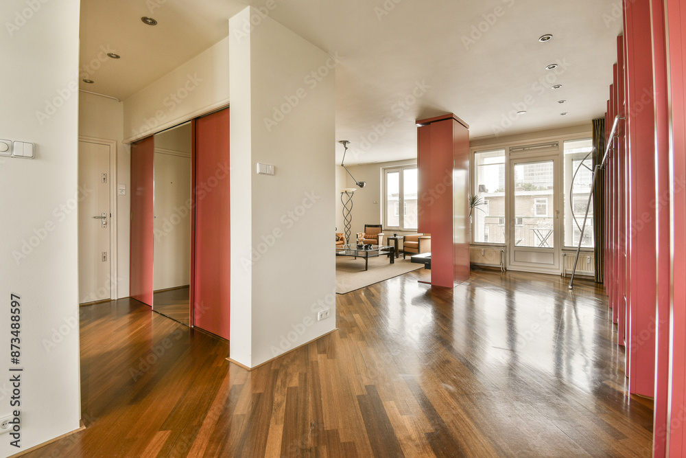 Spacious modern living room with vibrant accents Spacious modern living room with vibrant accents