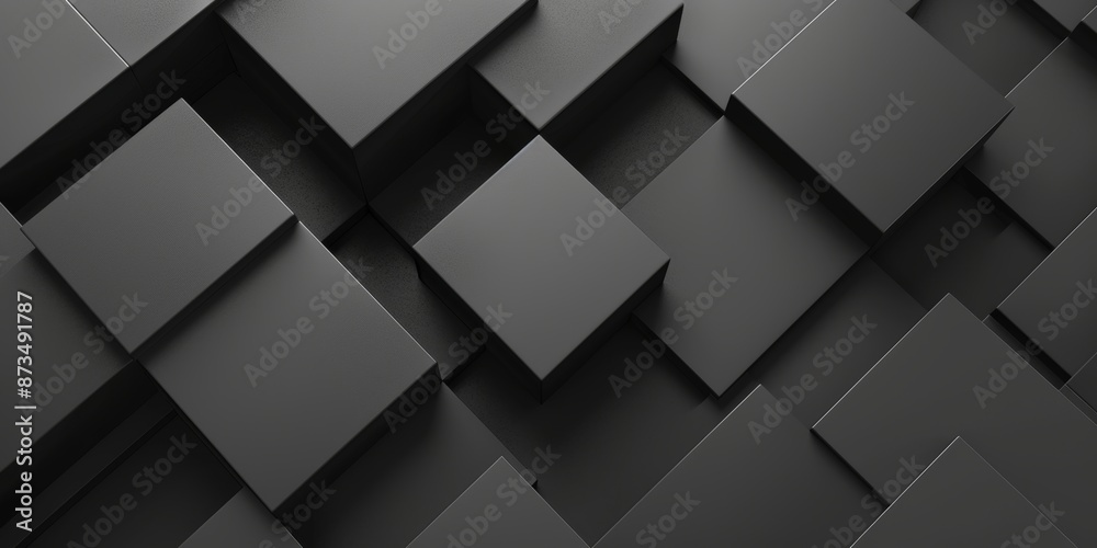 3d wallpaper, abstract zen design, squares galssmorphism, in gradient black, HD, 4k, minimalistic 