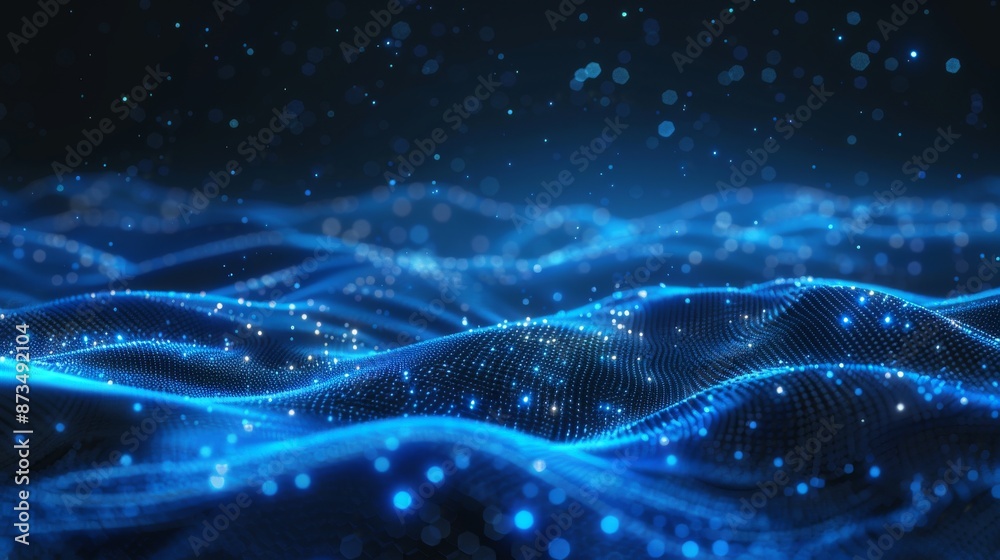 data stream follow in blue with blank dark background data stream follow in blue with blank dark background
