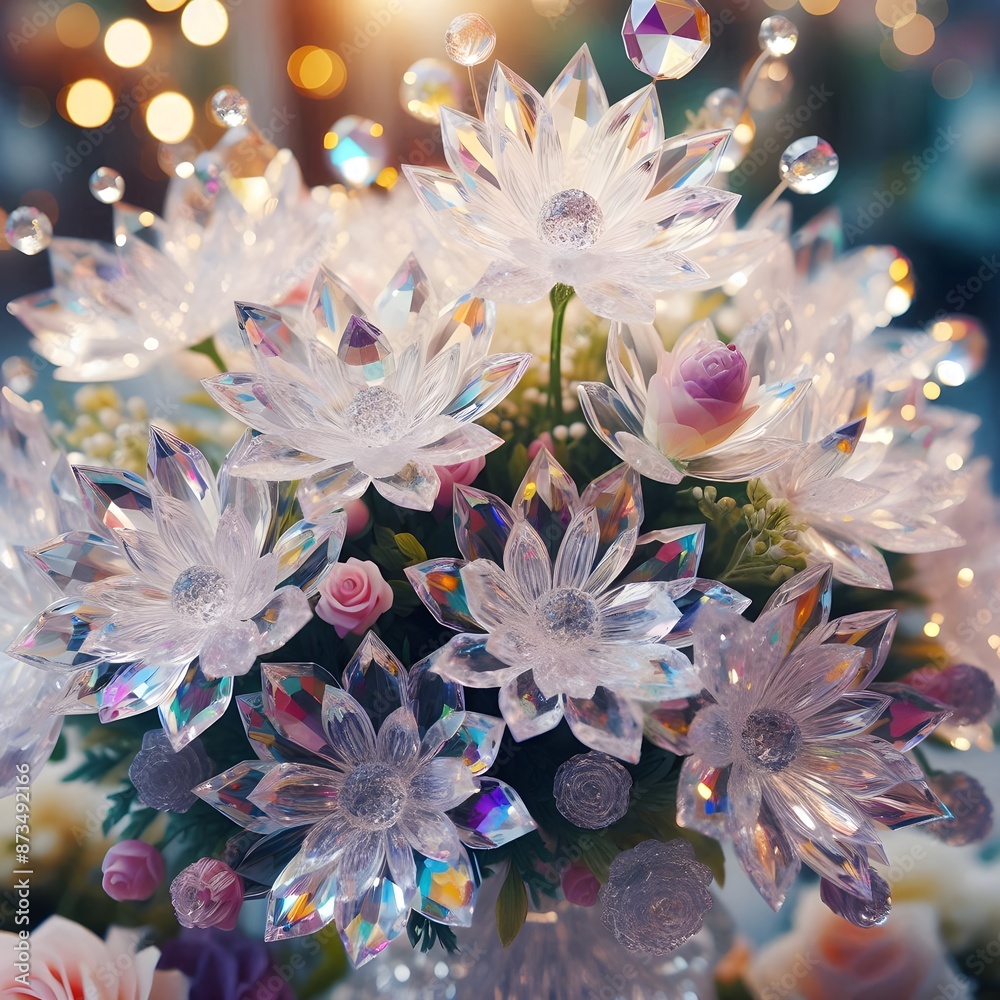 Sparkling Floral Bouquet with Glittering Accents - Metallic Flowers Sparkling Floral Bouquet with Glittering Accents - Metallic Flowers