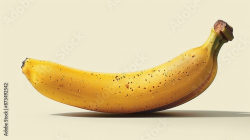  A yellow banana peeled, on a light background, in a flat illustration style, in white letters, with a simple and minimalistic design, at a high resolution,