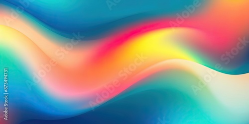 A vibrant abstract background with a blend of vivid colors like blue, green, red, and yellow, seamlessly merging in a gradient. The composition features fluid shapes such as circles, wavy lines, and c