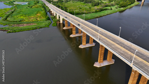 Aerial view of The Victory Bridge over the Raritan River Looking towards Sayreville, NJ photo