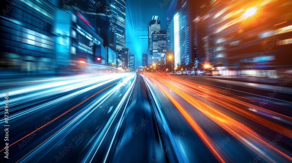 side view of road,in the city at night, motion blur, city lights, city background, skyscrapers, commercial photography, professional shot, high resolution, hyper realistic, wide angle side view of road,in the city at night, motion blur, city lights, city background, skyscrapers, commercial photography, professional shot, high resolution, hyper realistic, wide angle
