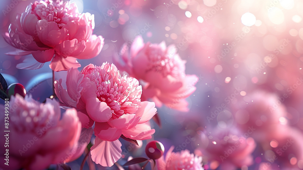 Soft pink and white peonies in a vase, close-up floral composition Soft pink and white peonies in a vase, close-up floral composition