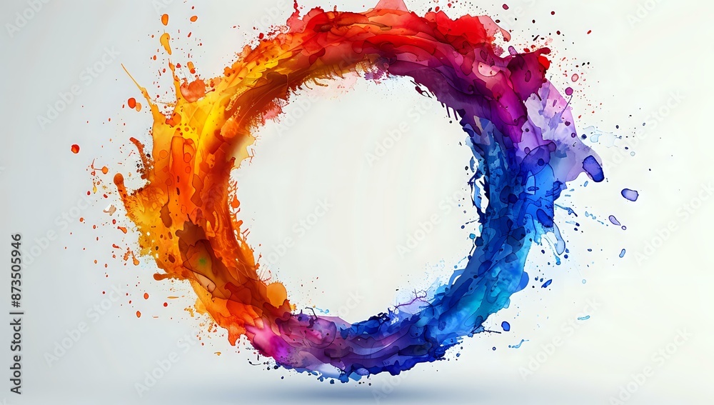 A vibrant abstract watercolor painting featuring a circular splash of colors in blue, orange, and purple, perfect for themes of creativity, art, and modern design. A vibrant abstract watercolor painting featuring a circular splash of colors in blue, orange, and purple, perfect for themes of creativity, art, and modern design.