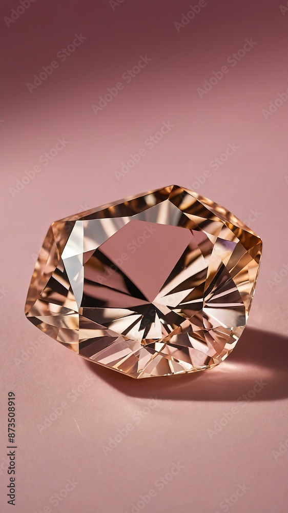 a single topaz crystal is featured on a pure pink back background a single topaz crystal is featured on a pure pink back background