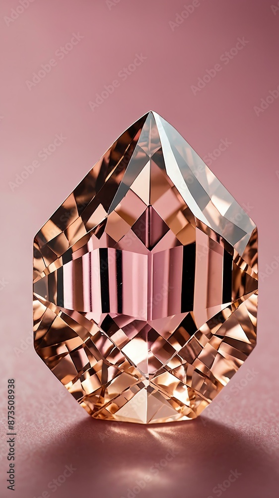 a single topaz crystal is featured on a pure pink back background a single topaz crystal is featured on a pure pink back background