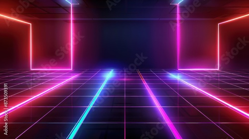 Neon Lights on a Grid Floor