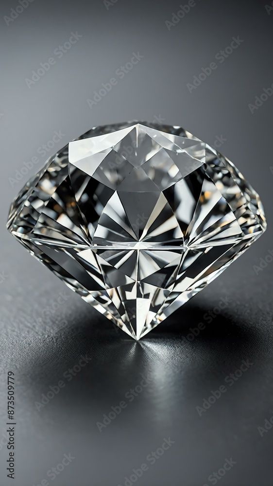 a single diamond crystal is featured on a pure grey ba background a single diamond crystal is featured on a pure grey ba background