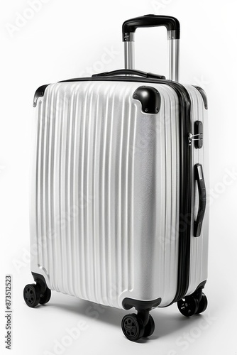 Sturdy Modern Silver Suitcase for Travelers photo