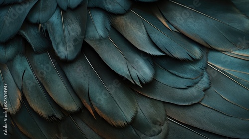 A close up view of a blue bird feathers texture